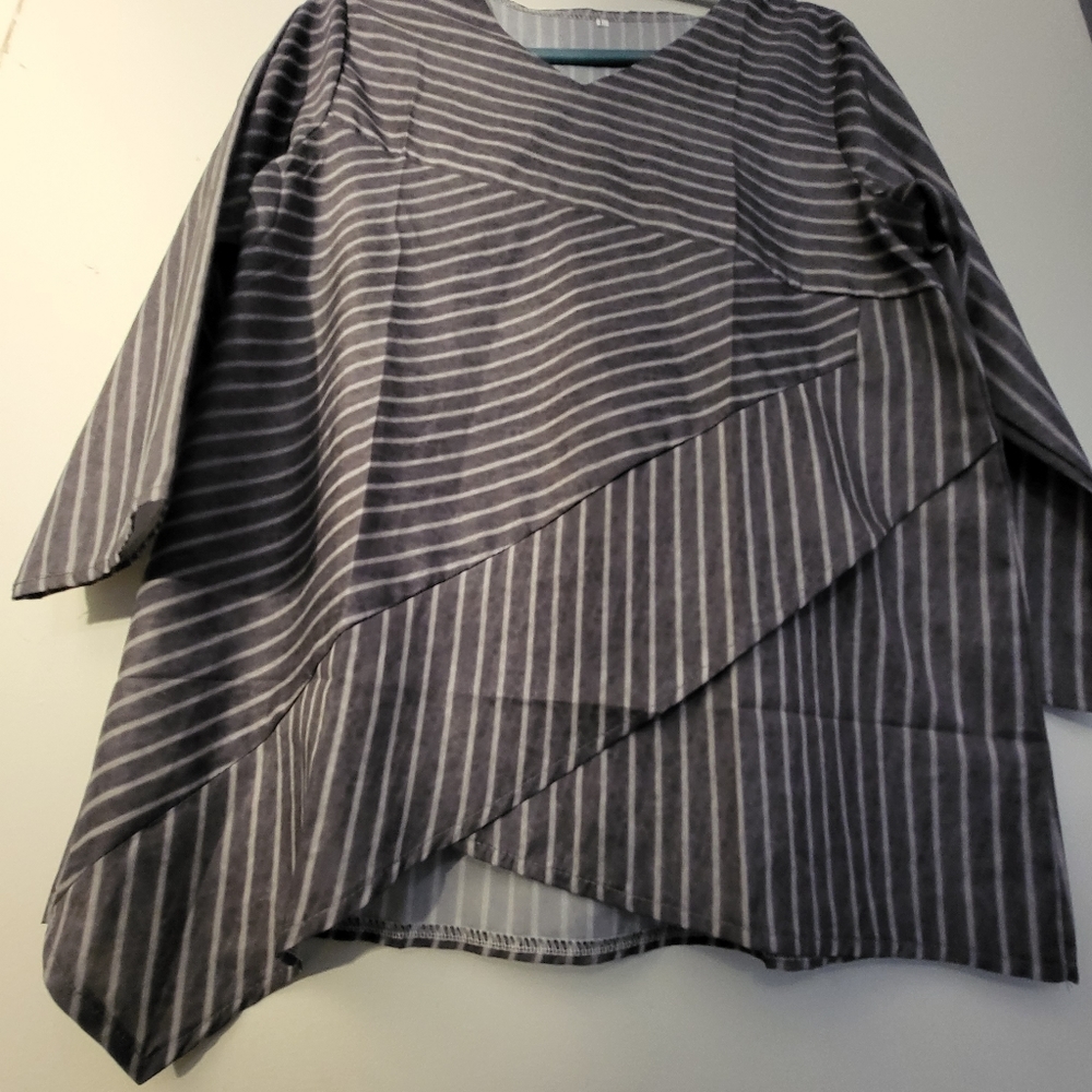 Grey &white pin stripes shirt